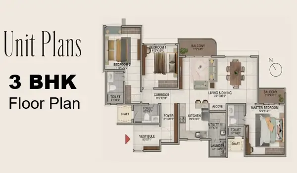 Featured Image of Godrej Kanakapura Road 3 BHK Floor Plan